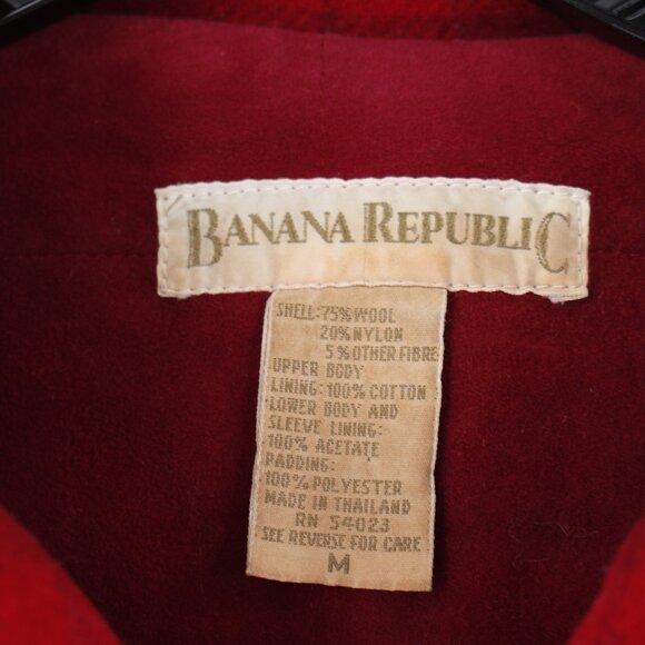 Vintage Banana Republic Mackinaw cruiser jacket Mens Medium Red Plaid Wool Blend - Picture 5 of 13